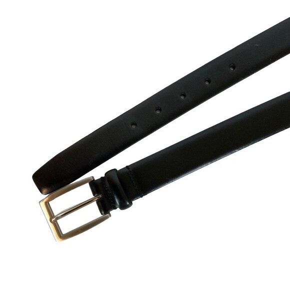 Joseph A Bank Mens Dress Belt Size 42 Black Genuine Leather Silvertone Buckle - Picture 2 of 3